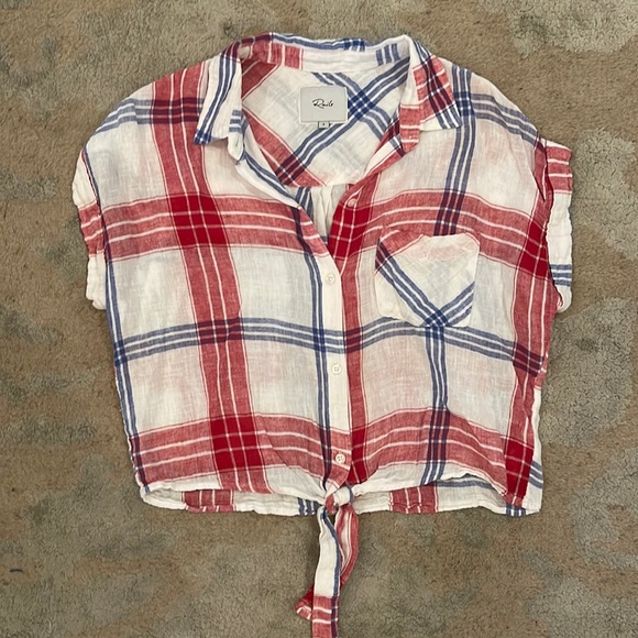 RAILS Amelie Tie Front Shirt
cropped red white & blue button down Small - Picture 4 of 6